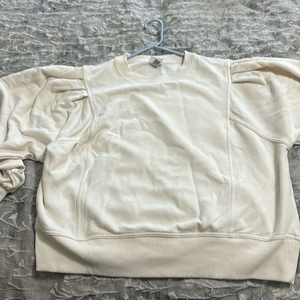 Cream A New Day puff sleeve sweatshirt size L